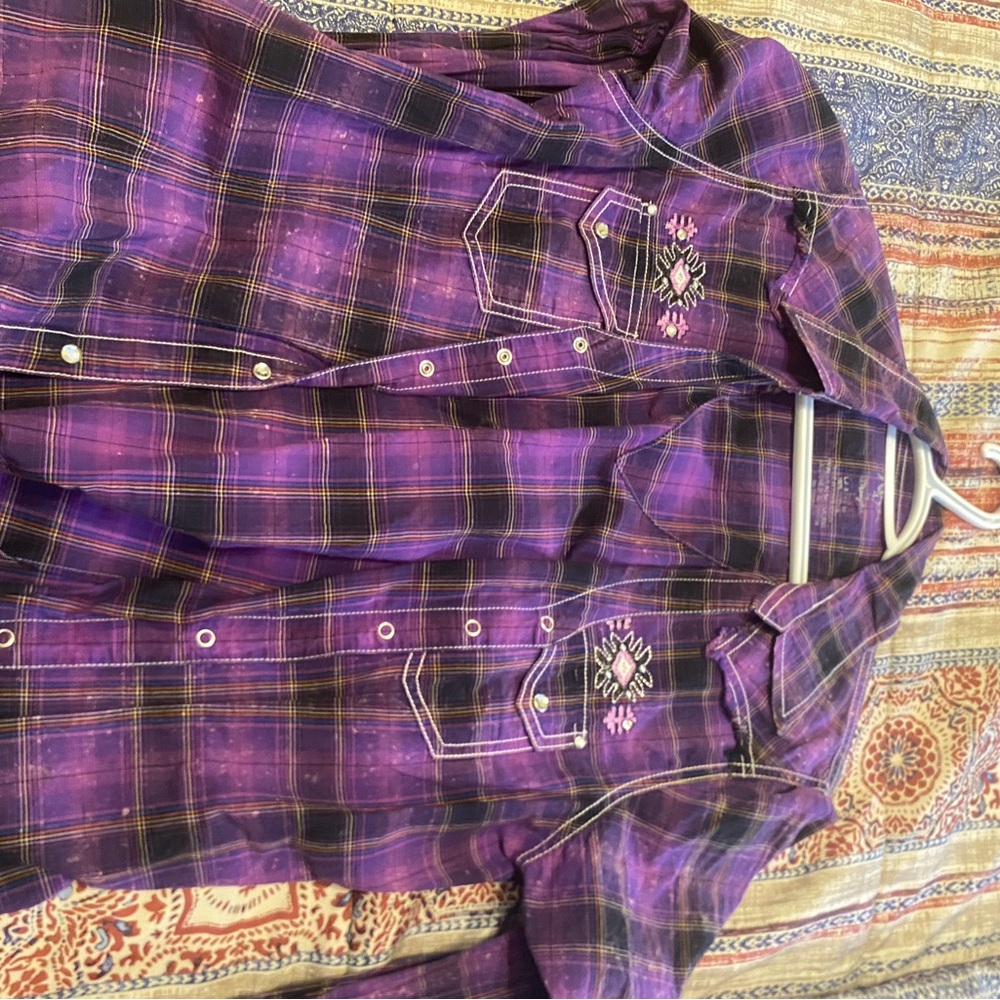Wrangler Purple Plaid Casual Shirt